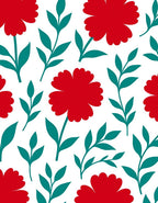 Red Floral Leaf Pattern Rug