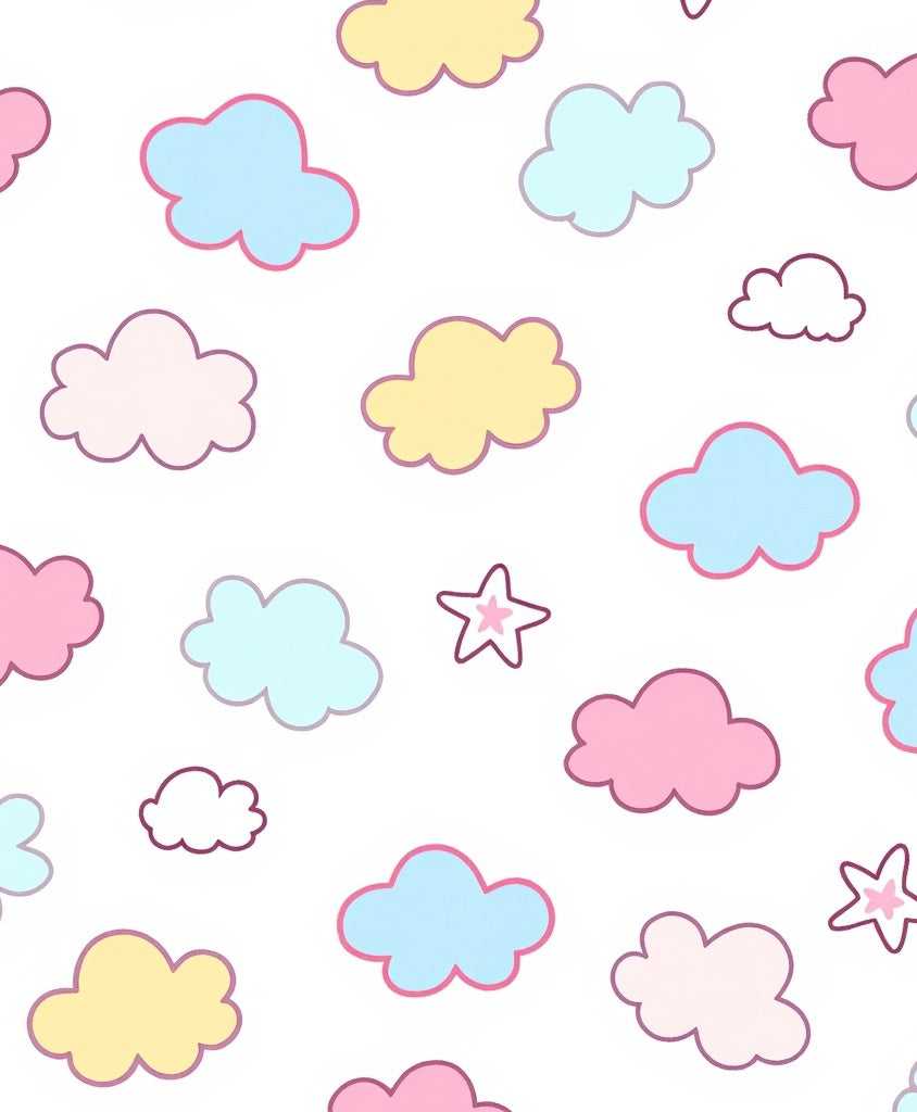Pastel Clouds And Stars Pattern Rug