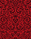 Classic Red Black Swirling Vine Pattern Rug