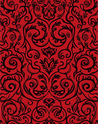 Classic Red Black Swirling Vine Pattern Rug