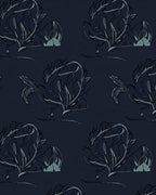 Dark Abstract Floral Sketch Design Rug