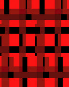 Red Black Abstract Checkered Pattern Rug