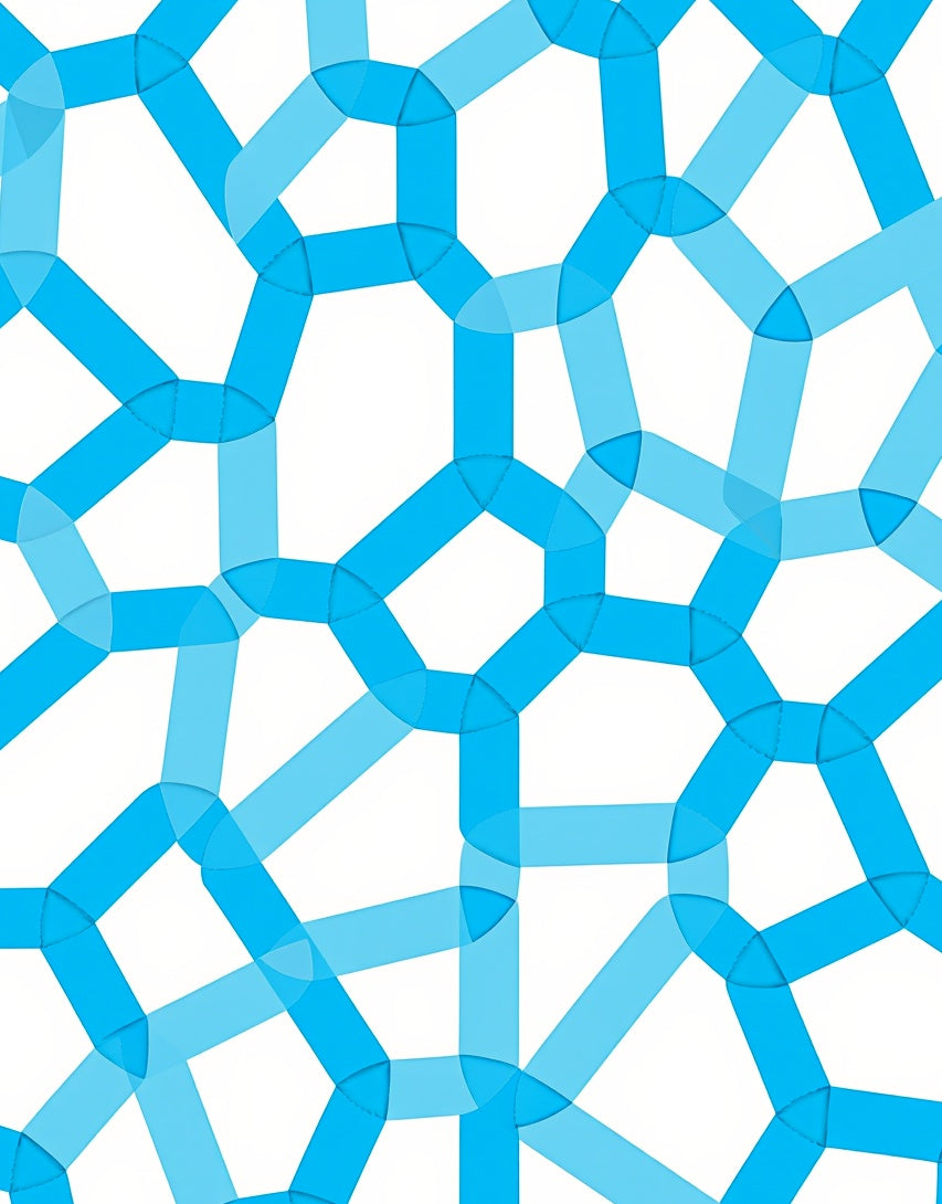Abstract Blue Interlocking Lines Rug