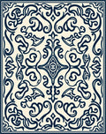 Dark Blue Scrollwork Abstract Pattern Rug