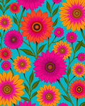 Bold Floral Pattern Vivid Colors Rug