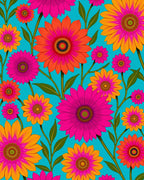 Bold Floral Pattern Vivid Colors Rug