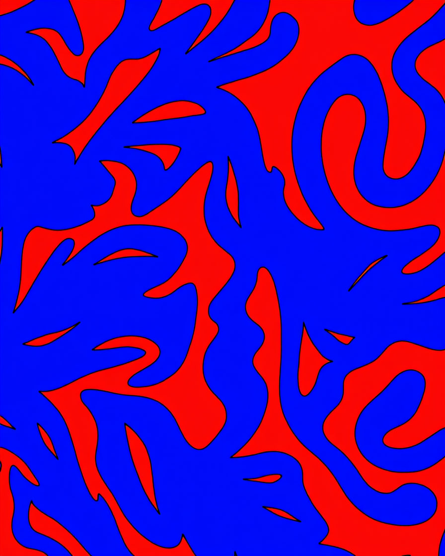Bold Abstract Blue Red Swirl Pattern Rug