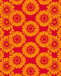 Bold Orange Sunflowers On Red Rug