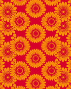 Bold Orange Sunflowers On Red Rug