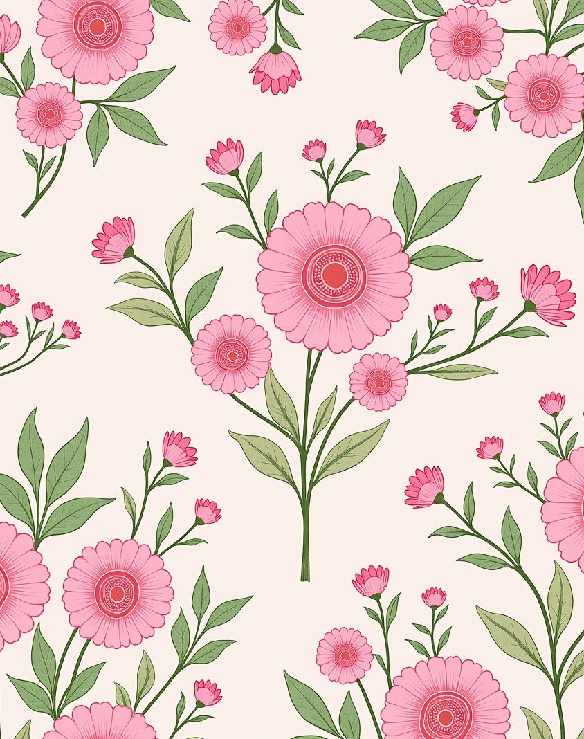Pink Botanical Pattern Design Rug