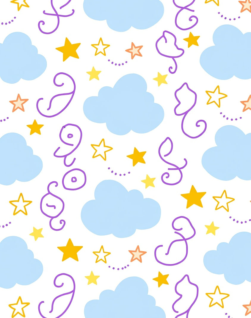 Playful Clouds And Stars Design Rug
