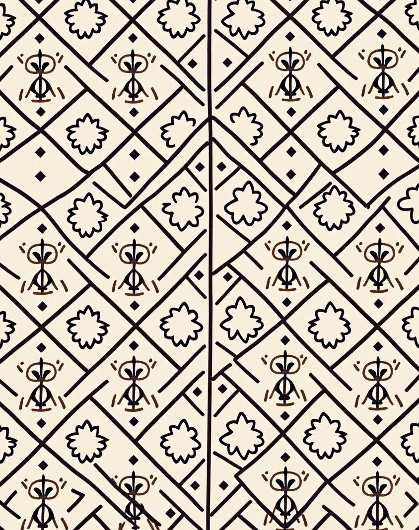 Tribal Folk Art Geometric Pattern Design Rug