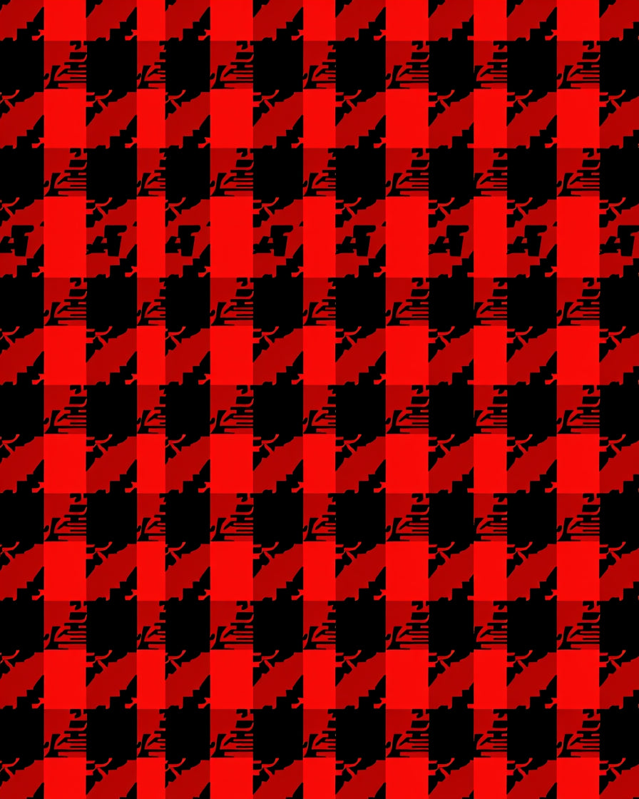 Red Black Abstract Checkered Design Rug