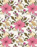 Pink Bloom Floral Outline Rug
