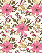Pink Bloom Floral Outline Rug