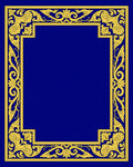 Ornate Gold Floral Blue Border Rug