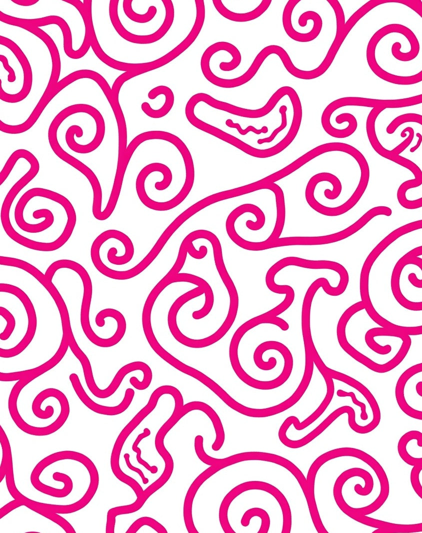 Bold Pink Swirl Abstract Design Rug