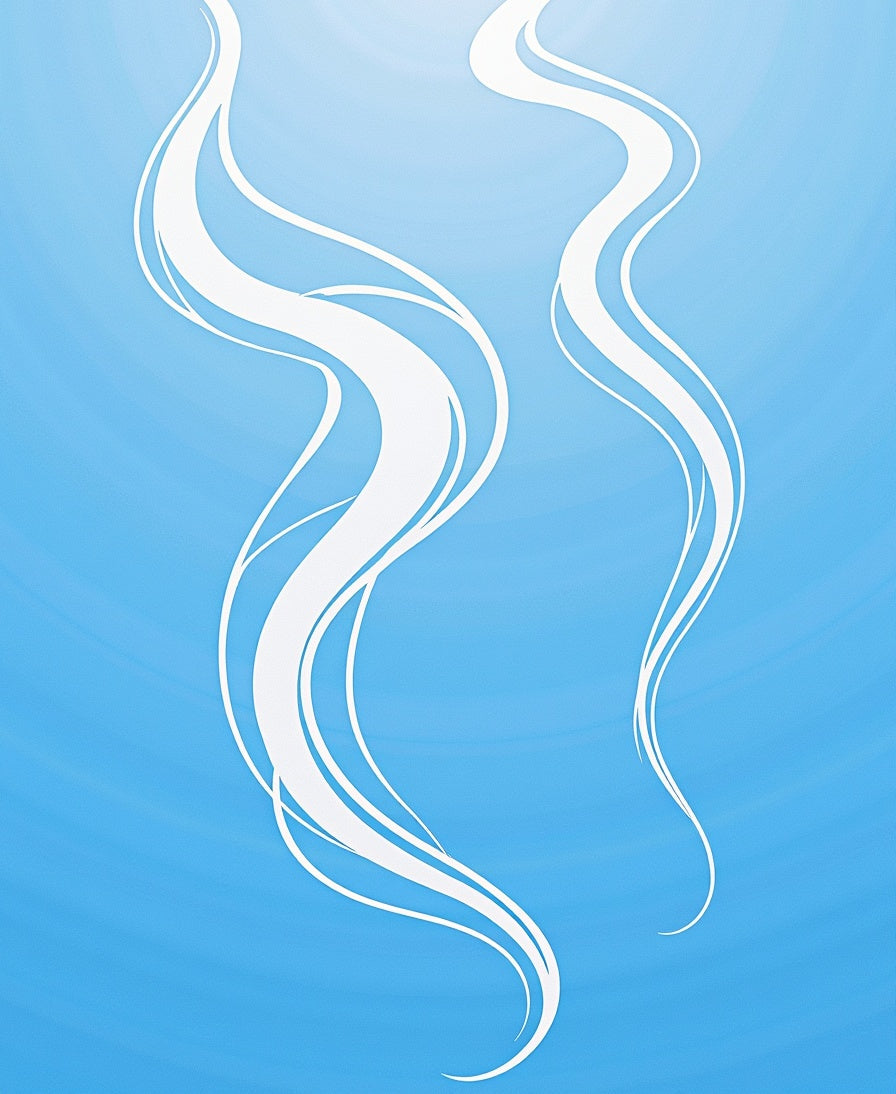 White Abstract Swirls With Blue Background Rug