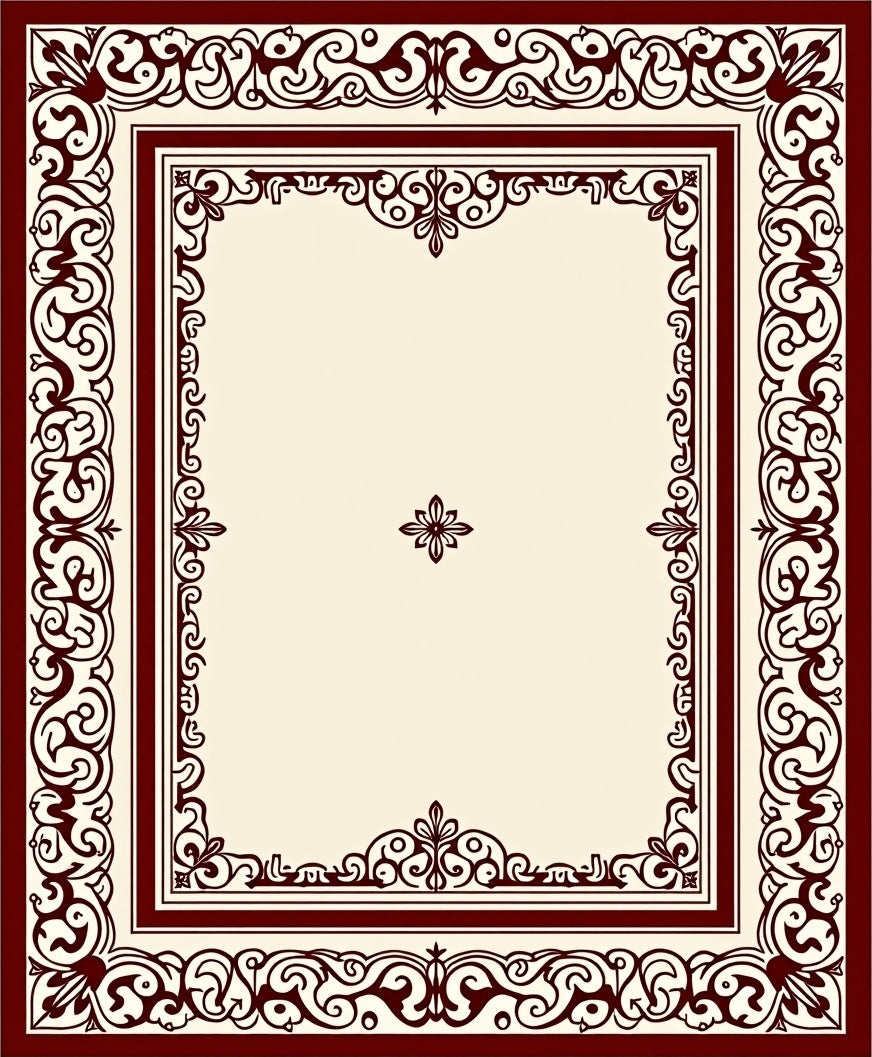 Ornate Floral Border Cream Rug