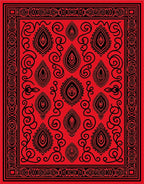 Red Black Ornate Paisley Rug