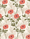 Coral Orange Floral Botanical Pattern Rug