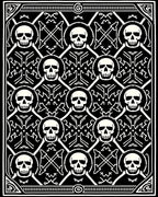 Macabre Black White Skull Repeat Rug