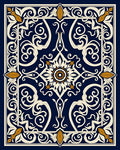 Intricate Dark Blue Floral Ornamental Design Rug