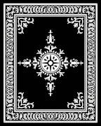 Classic Black White Ornate Floral Rug