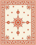 Ornate Coral Floral Medallion Design Rug