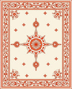 Ornate Coral Floral Medallion Design Rug