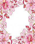 Pink Blossom Outline Floral Design Rug
