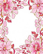 Pink Blossom Outline Floral Design Rug