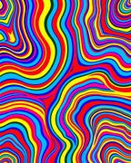 Vibrant Wavy Color Field Stripe Rug