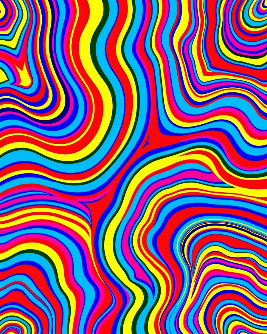 Vibrant Wavy Color Field Stripe Rug