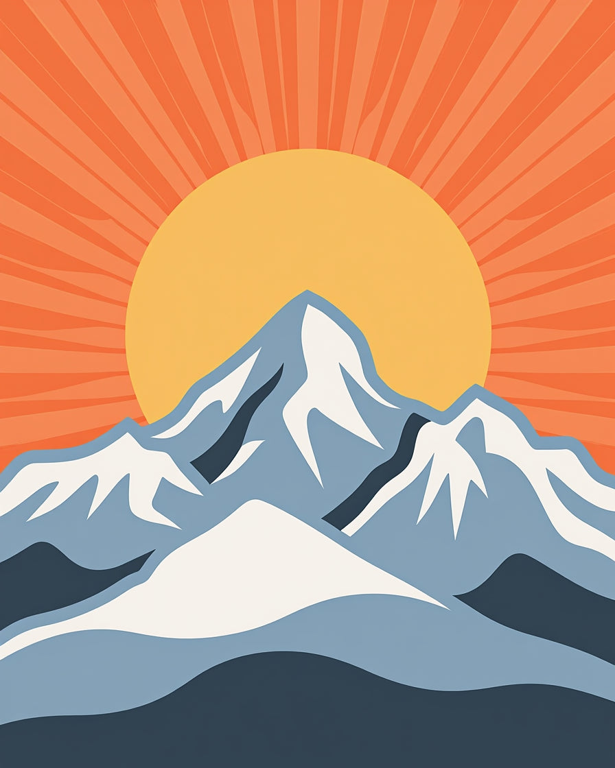 Majestic Mountain Sunrise Abstract Design Rug