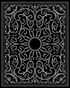 Ornate Sun Scrollwork Style Rug