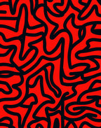 Bold Red Abstract Line Pattern Rug