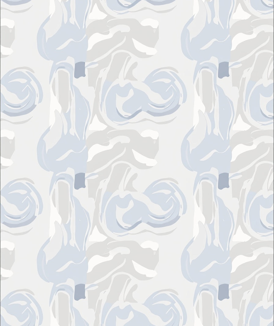 Abstract Swirl Light Blue Pattern Rug