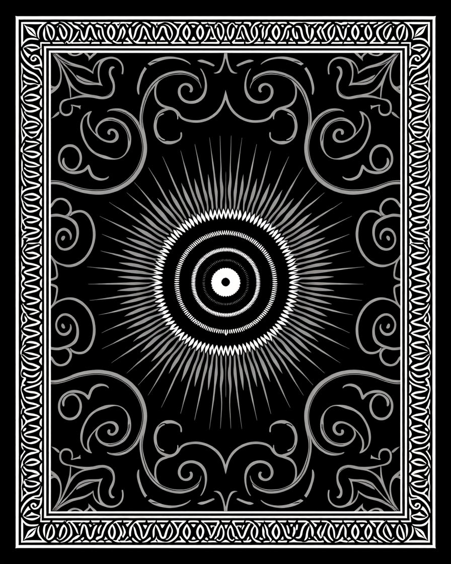 Sunburst Scrollwork Ornate Design Rug