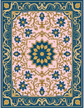 Teal Blue Floral Medallion Pink Rug
