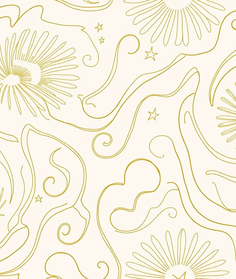 Golden Swirls Sunburst Pattern Rug