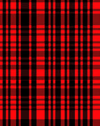 Bold Red Black Plaid Pattern Rug