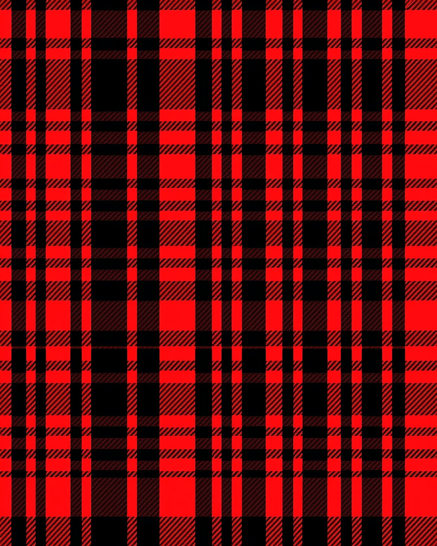 Bold Red Black Plaid Pattern Rug