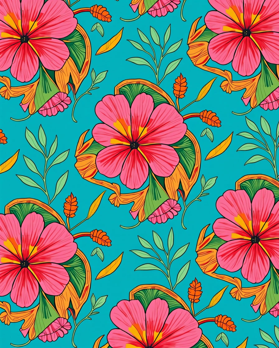 Vivid Floral Tropics Art Rug