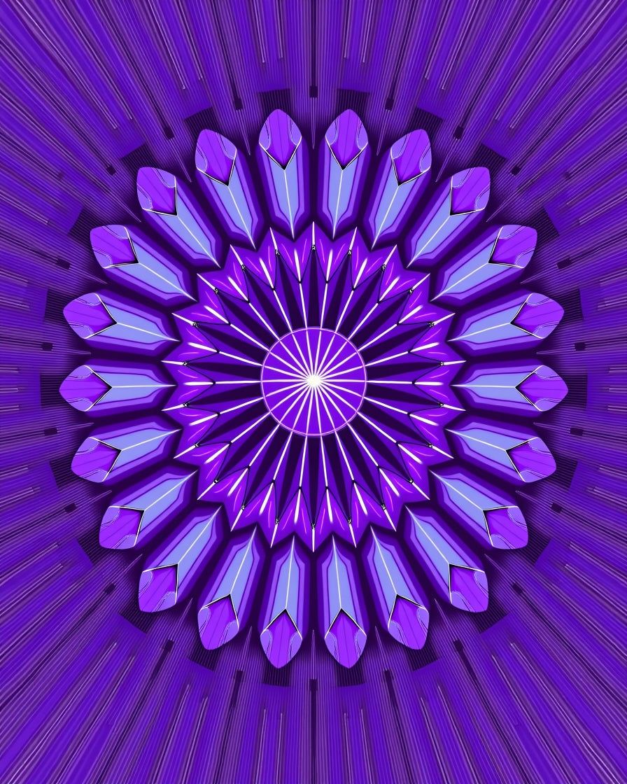 Radiant Violet Geometric Mandala Pattern Rug