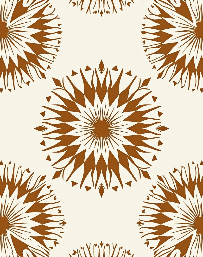 Sunburst Radial Pattern Warm Tones Rug