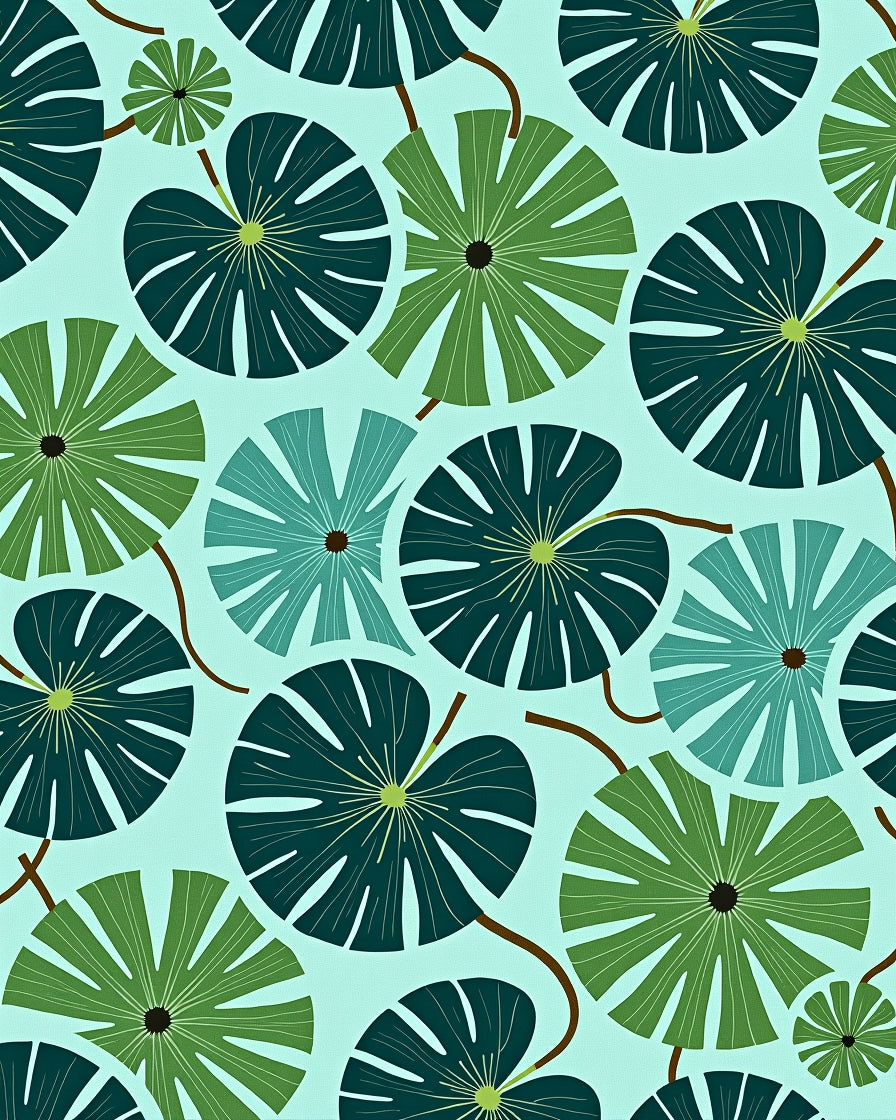 Tropical Leaf Pattern Textile Design Rug