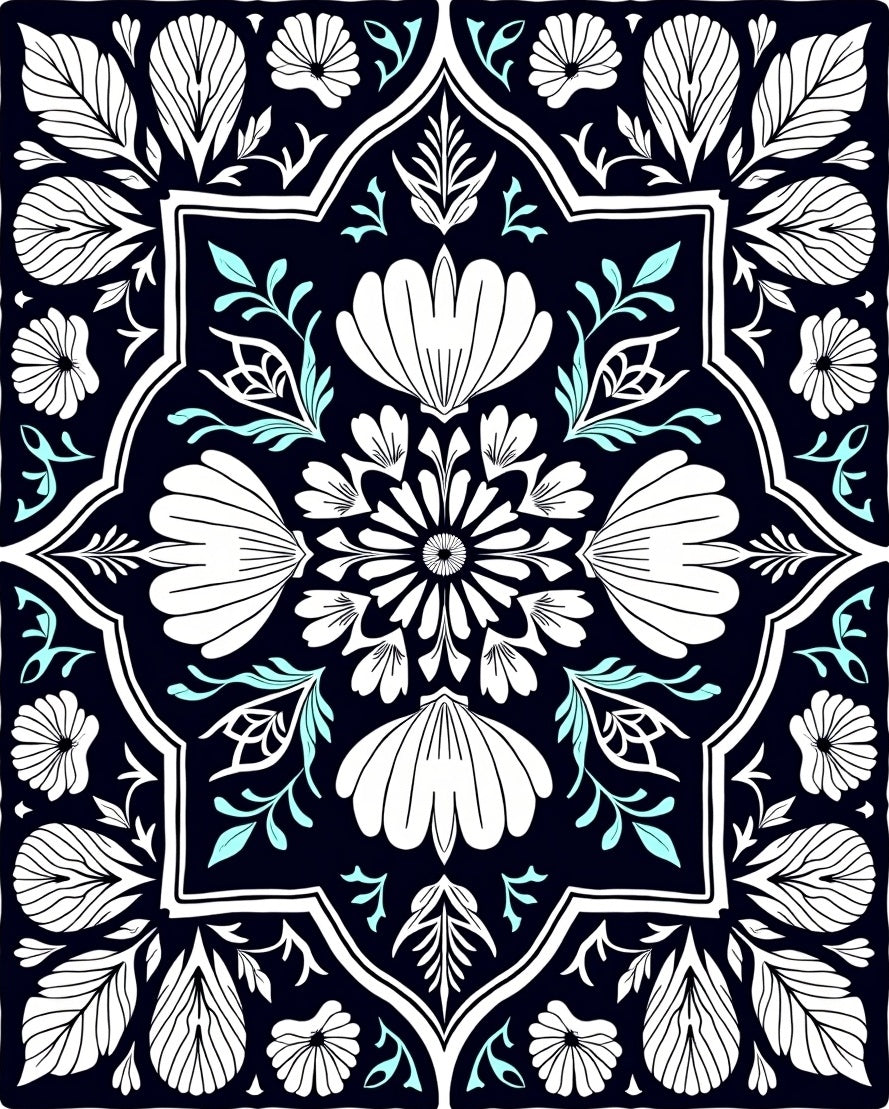 Bold Floral Medallion Design Rug