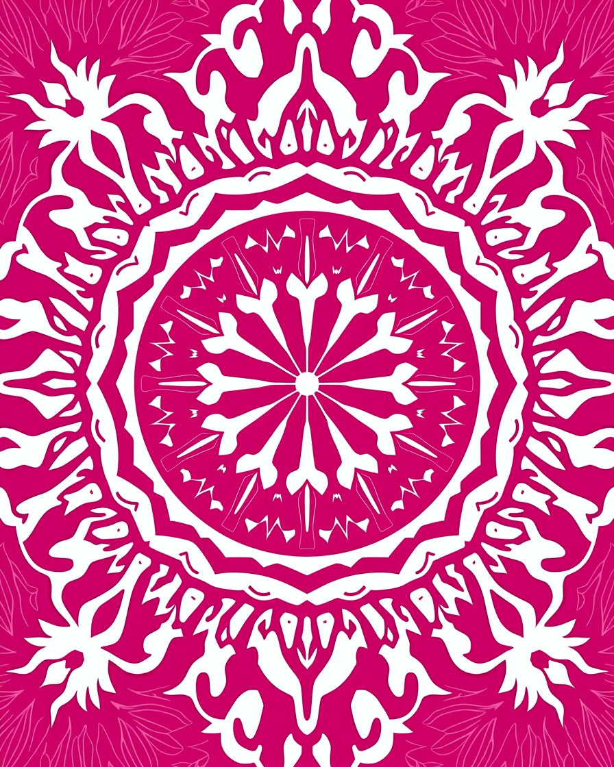 Pink Mandala Floral Design Rug