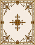 Ornate Golden Floral Scrollwork Design Rug